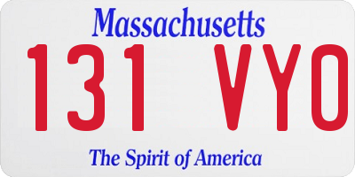 MA license plate 131VY0