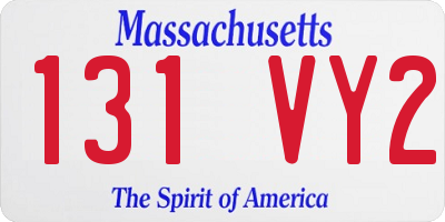 MA license plate 131VY2