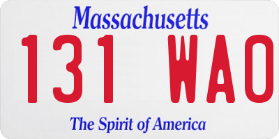 MA license plate 131WA0