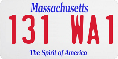 MA license plate 131WA1
