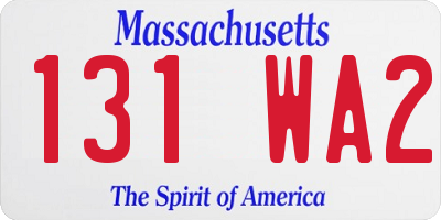 MA license plate 131WA2