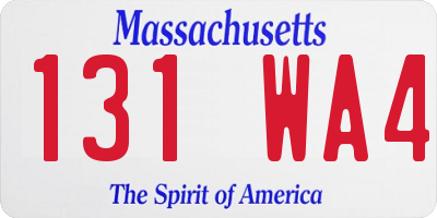 MA license plate 131WA4