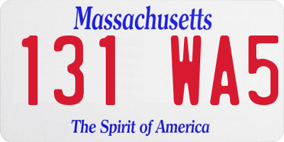 MA license plate 131WA5