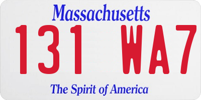 MA license plate 131WA7
