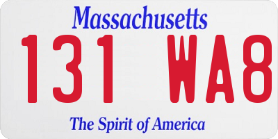 MA license plate 131WA8