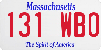 MA license plate 131WB0