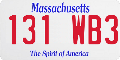 MA license plate 131WB3