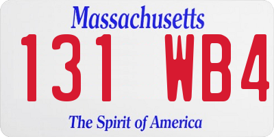 MA license plate 131WB4
