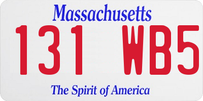 MA license plate 131WB5