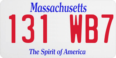 MA license plate 131WB7