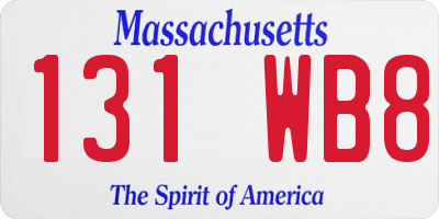 MA license plate 131WB8