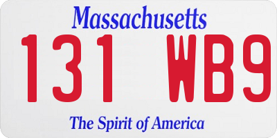 MA license plate 131WB9