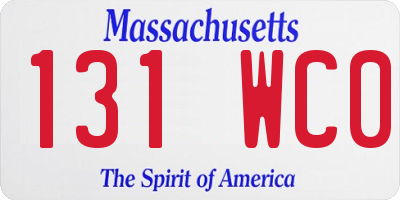 MA license plate 131WC0