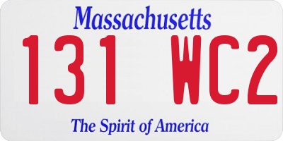 MA license plate 131WC2