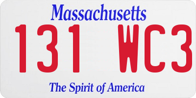 MA license plate 131WC3