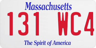 MA license plate 131WC4