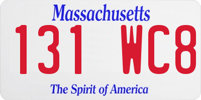 MA license plate 131WC8
