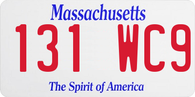 MA license plate 131WC9