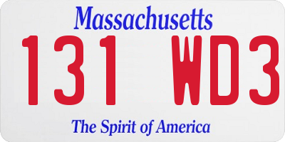 MA license plate 131WD3