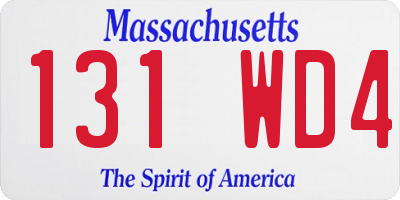 MA license plate 131WD4