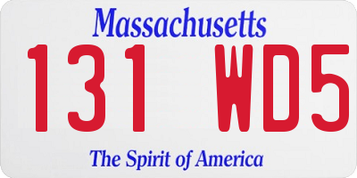 MA license plate 131WD5