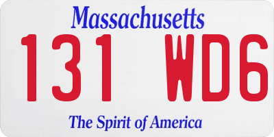 MA license plate 131WD6