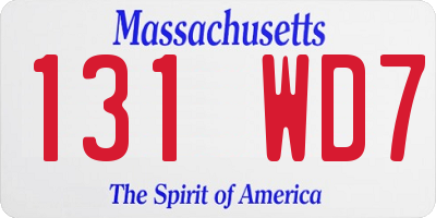 MA license plate 131WD7