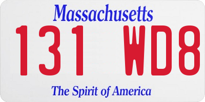 MA license plate 131WD8