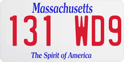 MA license plate 131WD9
