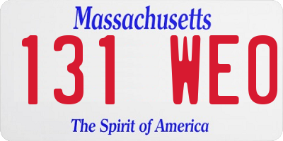 MA license plate 131WE0