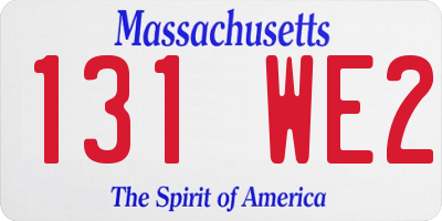 MA license plate 131WE2