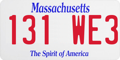 MA license plate 131WE3