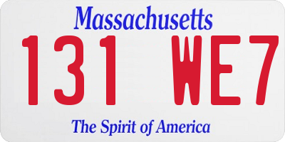 MA license plate 131WE7