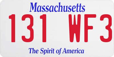 MA license plate 131WF3