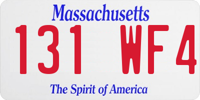 MA license plate 131WF4
