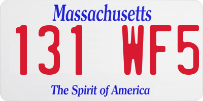 MA license plate 131WF5