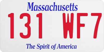 MA license plate 131WF7