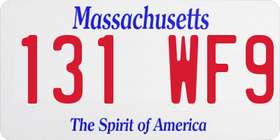 MA license plate 131WF9