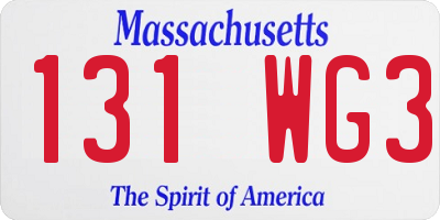 MA license plate 131WG3