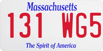 MA license plate 131WG5