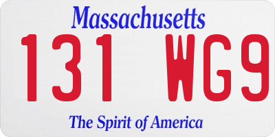 MA license plate 131WG9