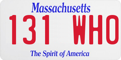 MA license plate 131WH0