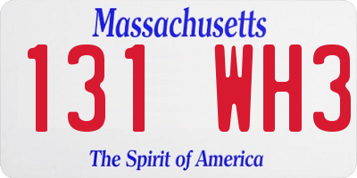 MA license plate 131WH3