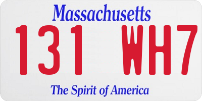 MA license plate 131WH7
