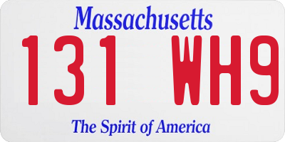 MA license plate 131WH9