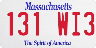 MA license plate 131WI3