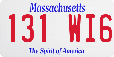 MA license plate 131WI6