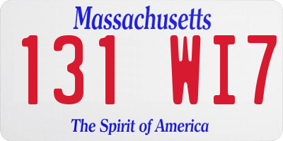 MA license plate 131WI7