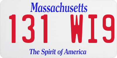 MA license plate 131WI9