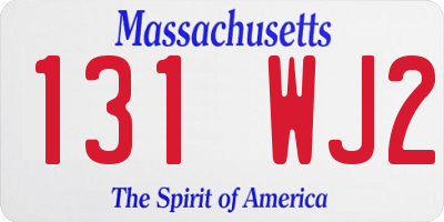 MA license plate 131WJ2